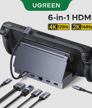 UGREEN 6-in-1 Docking Station voor Steam Deck, ROG Ally & Legion Go - 4K@120Hz HDMI, 100W PD