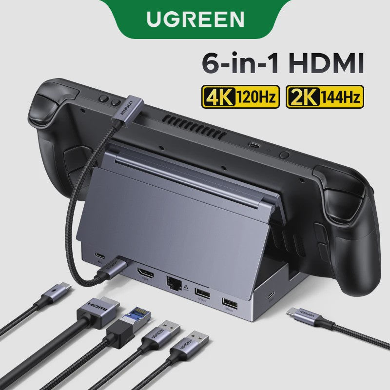 UGREEN 6-in-1 Docking Station voor Steam Deck, ROG Ally & Legion Go - 4K@120Hz HDMI, 100W PD