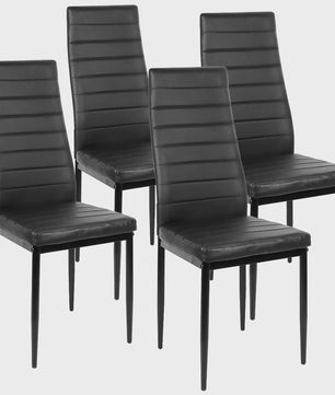 Set van 4 Eetkamerstoelen - Gestoffeerd PU Leer met Metalen Poten