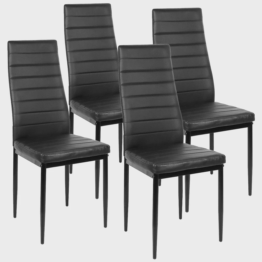 Set van 4 Eetkamerstoelen - Gestoffeerd PU Leer met Metalen Poten