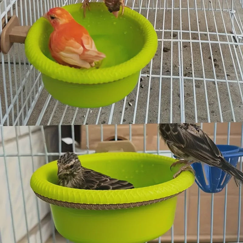 Vogelbadje met Ophangring - Groen Plastic Kom - 12cm Diameter