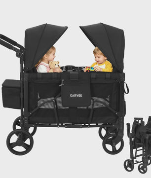 Dubbele Kinderwagen Wagentje 2-in-1 Opvouwbaar met Zonnekap & Snacktray - All-Terrain