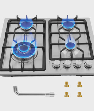 4-pits Gas Kookplaat 25300 BTU Inbouw/Tafelmodel LPG/Aardgas Om te Bouwen met Vlambeveiliging