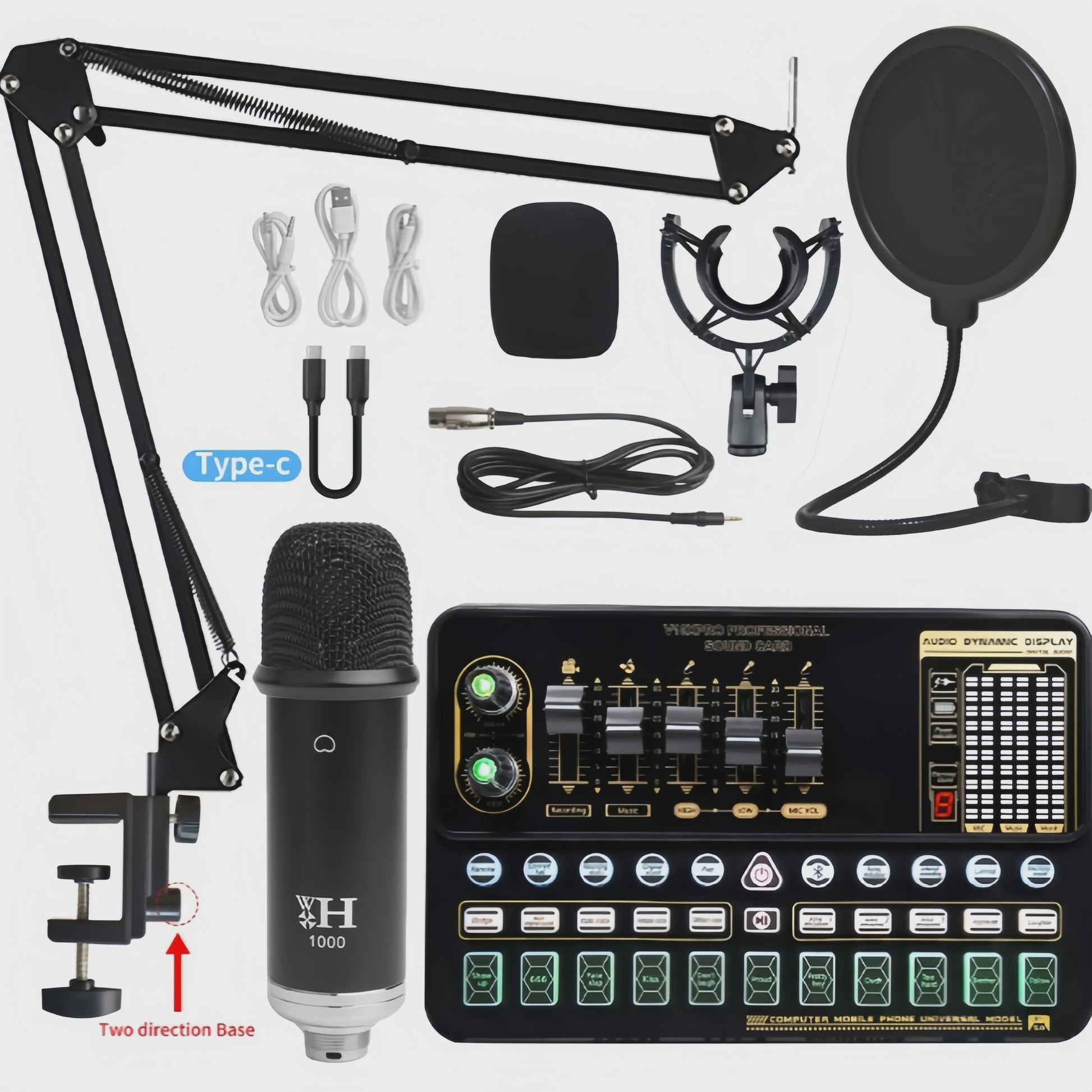 BM900 Microfoon Set met Soundcard & Bluetooth 5.0 voor Live Studio Opnames