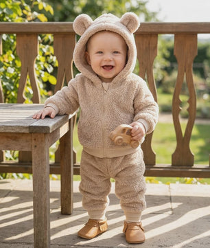 Schattige Babykleding Set: Warm Winterpak met Rits en Lange Broek - Zacht & Comfortabel