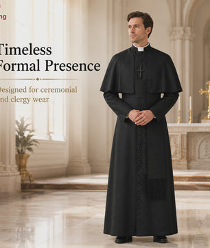 Middeleeuwse Priesterlijke Cassock Robe met Kruis & Accessoires - Retro Religieus Kostuum