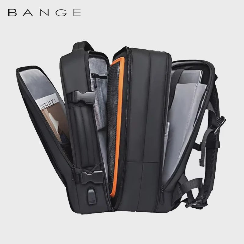 BANGE Heren Rugzak - Waterdicht, Uitbreidbaar, 17.3" Laptopvak, Grote Capaciteit voor Reizen & Wandelen
