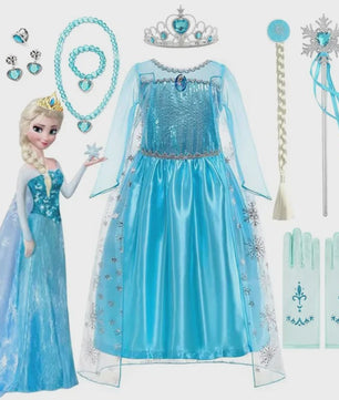 Elsa Prinsessenjurk Meisjes - Lange Mouwen, Sneeuwvlokken & Glitter - Perfect voor Feestjes & Carnaval