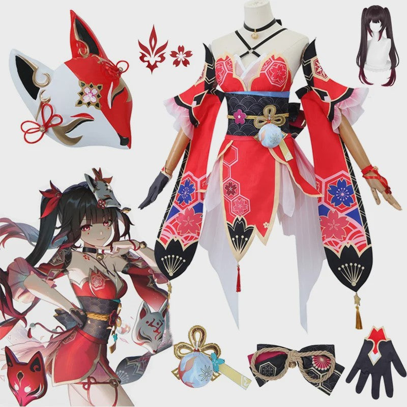 Honkai Star Rail Sparkle Cosplay Kostuum Set - Compleet met Pruik & Masker voor Dames