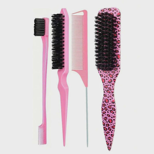 Professionele Haarborstel Set: Voor Sleeke Kapsels, Glad Maken van Baby Hairs & Touperen