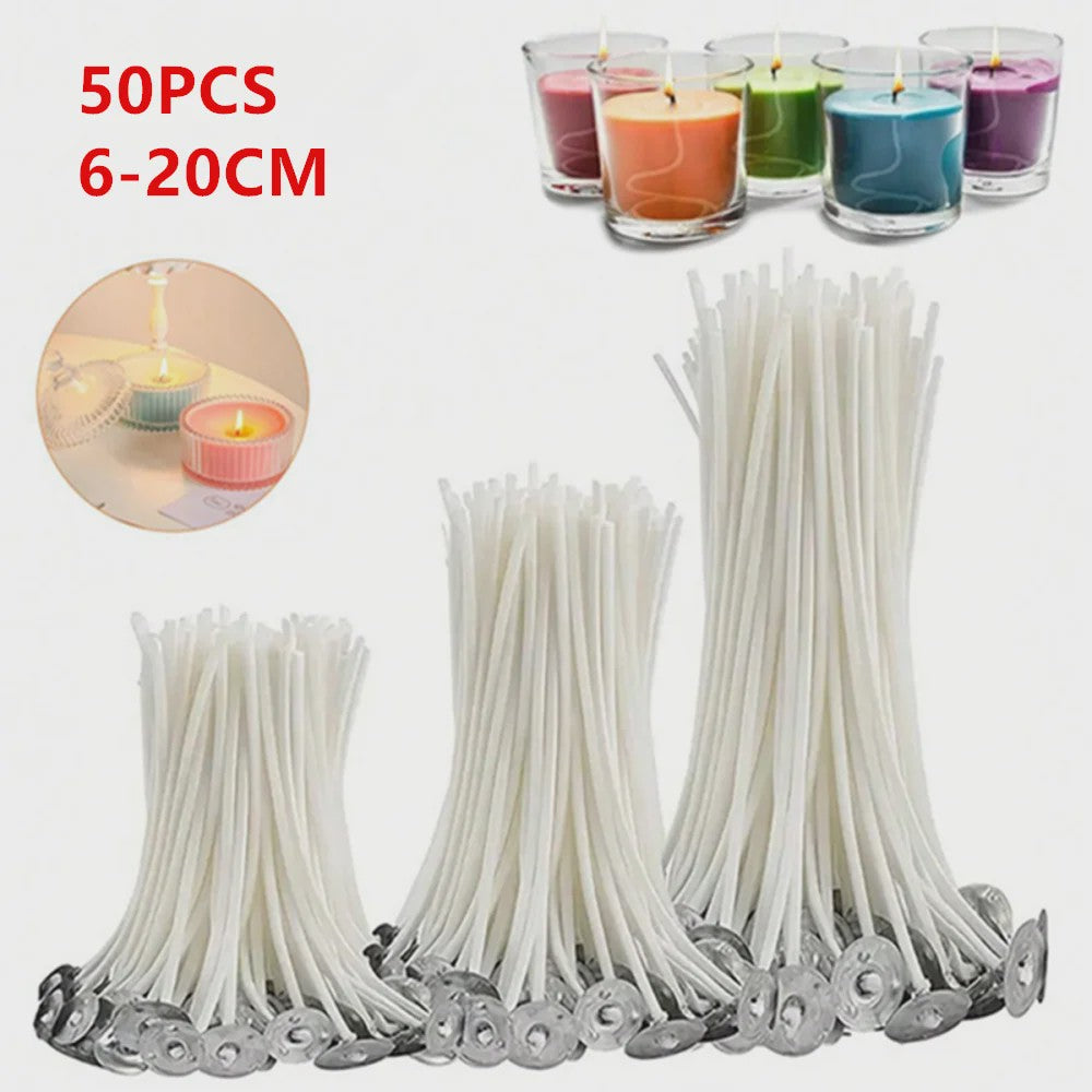 50x Kaarsen Lonten 6-20cm - Rookvrij Katoen voor DIY Kaarsen Maken & Decoratie