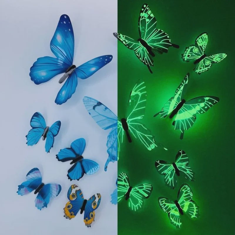 12x 3D Lichtgevende Vlinder Muurstickers - Decoratie voor Huis & Feest