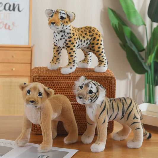 Realistische Pluche Dieren Knuffels - Tijger, Leeuw & Luipaard - Zacht Speelgoed & Decoratie