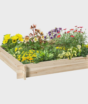 Outsunny Houten Verhoogde Stadstuin Bak - 100x100x16cm Natuurlijk