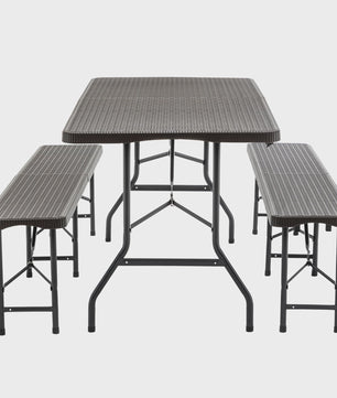 Opvouwbare Picknicktafel Set met 2 Banken - 180cm HDPE, UV-bestendig, Bruin