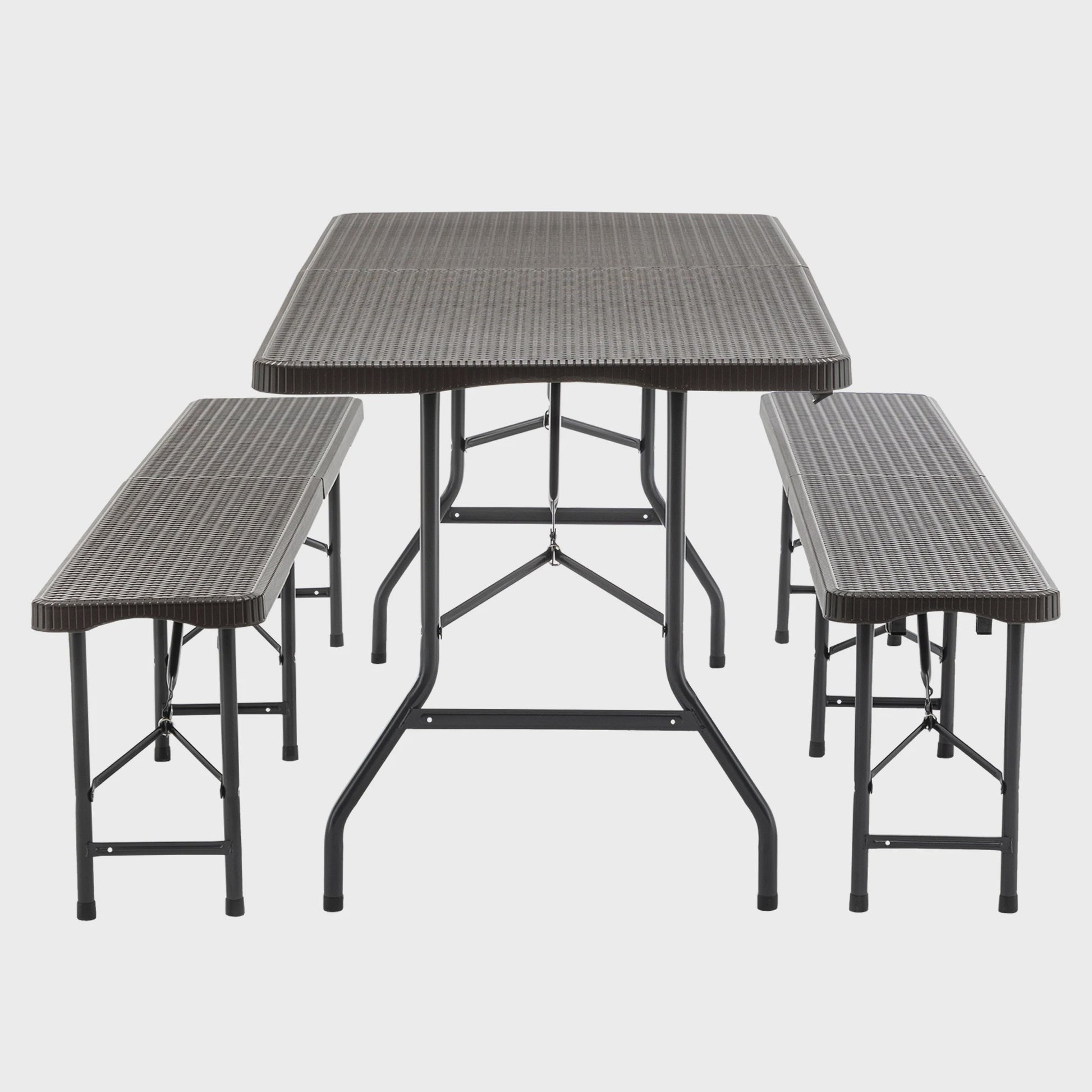 Opvouwbare Picknicktafel Set met 2 Banken - 180cm HDPE, UV-bestendig, Bruin
