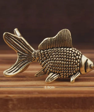 Retro Messing Goudvis Beeldjes - Miniatuur Decoratie & Leuk Cadeau