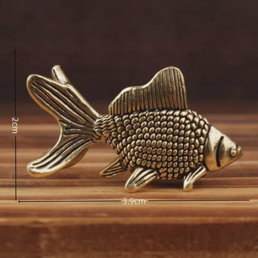 Retro Messing Goudvis Beeldjes - Miniatuur Decoratie & Leuk Cadeau