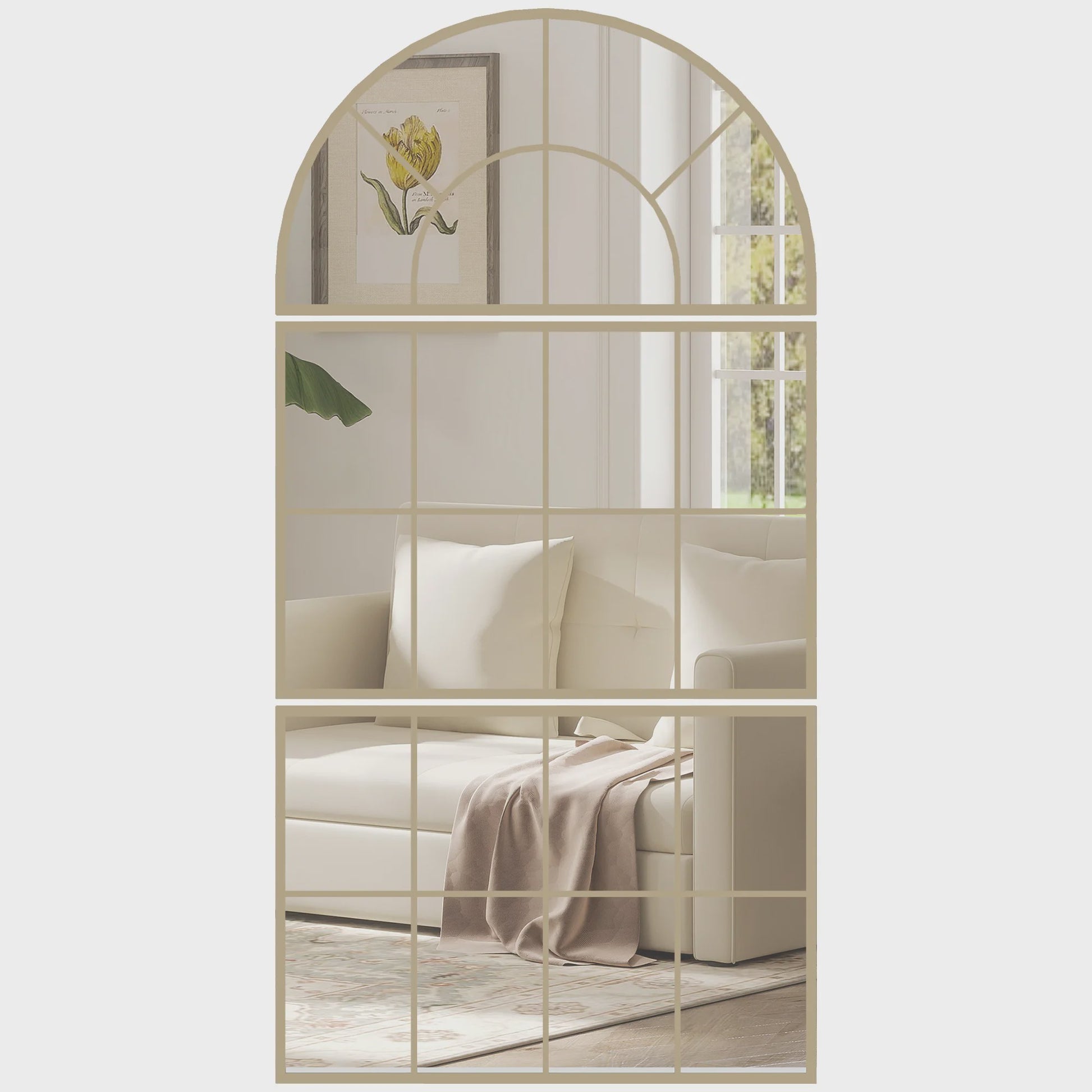 Boogvormige Raam Spiegel Set - 3 Delig - Metalen Frame - Woonkamer & Slaapkamer Decoratie