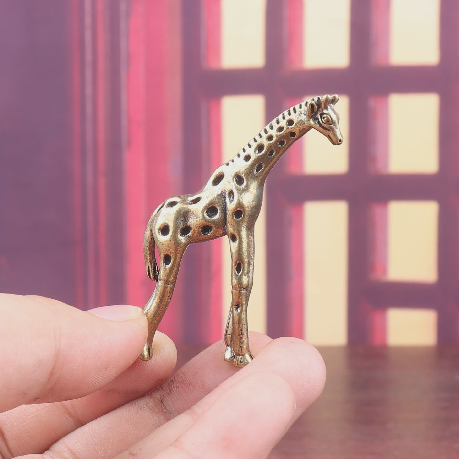 Koperen Giraffe Figuur - Decoratief Ornament voor Huis en Thee Ceremonie
