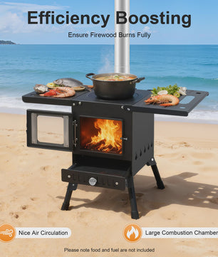 Opvouwbare Houtkachel voor Camping & Buiten - Efficiënt Grillen & Koken met Handschoenen