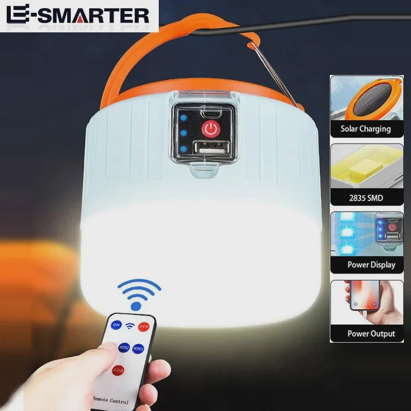 Draagbare Solar LED Camping Lantaarn met USB Opladen & Afstandsbediening