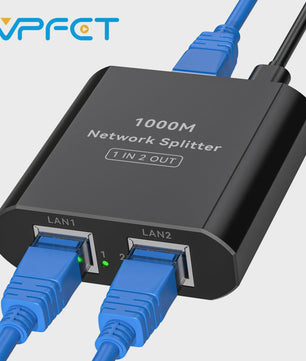 Gigabit RJ45 Netwerk Splitter 1000 Mbps (1-in-2-uit) met USB-C Voeding