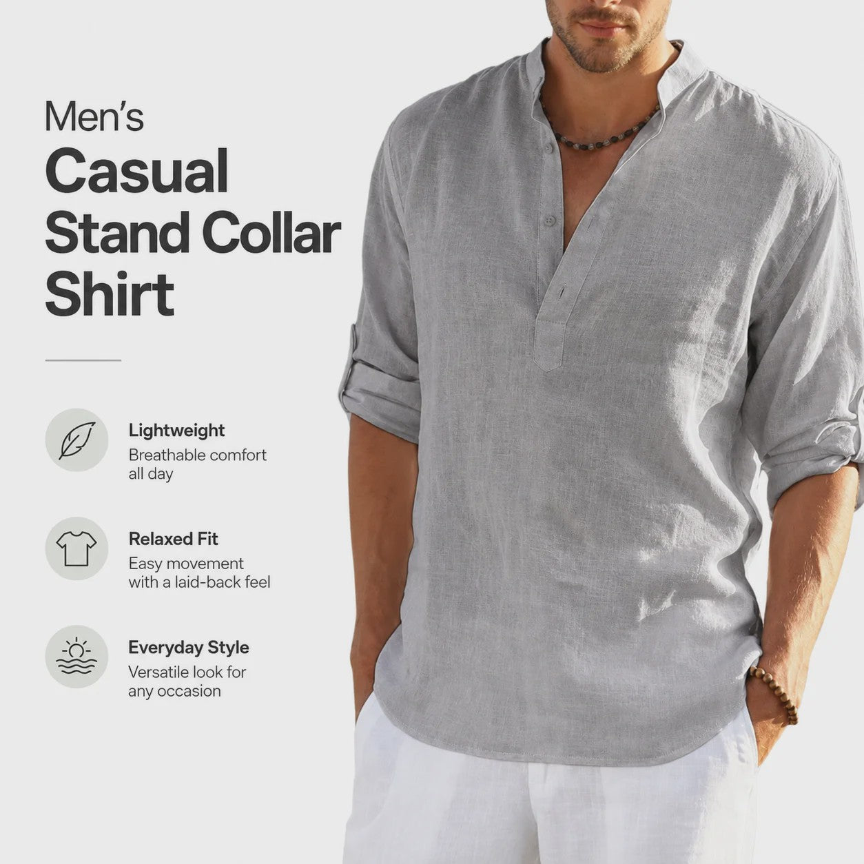 Heren Linnen Blouse Casual Lange Mouw - Comfortabele Vrijetijdstop