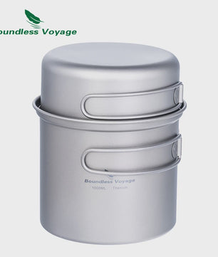 Boundless Voyage Titanium Kampeer Kookset - Lichtgewicht Potten & Pannen met Opvouwbare Handgrepen