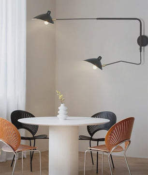 Industriële Zwarte Aluminium Wandlamp met Lange Arm - Verstelbaar LED Licht