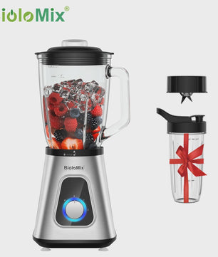 BioloMix Krachtige Blender 1300W met Glazen Kan (1.5L) - Perfect voor Smoothies & Sauzen