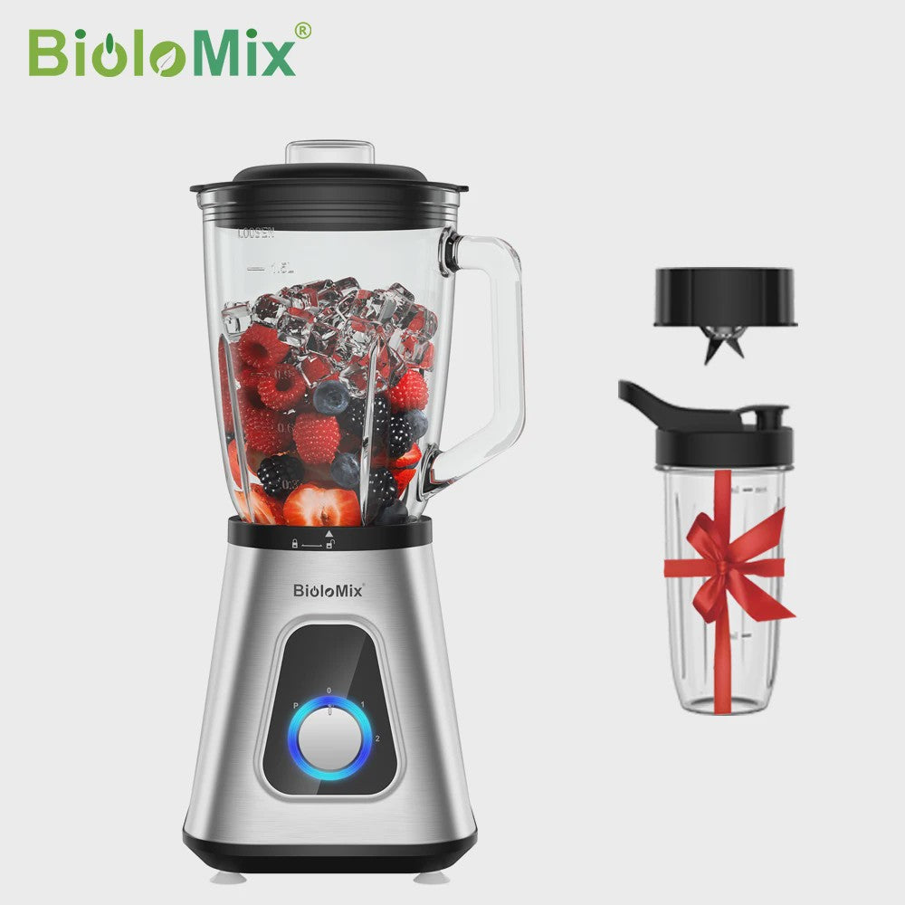 BioloMix Krachtige Blender 1300W met Glazen Kan (1.5L) - Perfect voor Smoothies & Sauzen