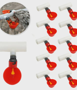 10x Automatische Drinkbakken voor Kip en Kwartel met Gele Tepel - Pluimvee Water Systeem