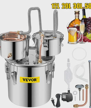 SucceBuy 12L 20L 30L 50L Alcohol Brewing Distiller DIY Moonshine Apparatus Stainless Steel Still Whisky Beer Brandy Home Use