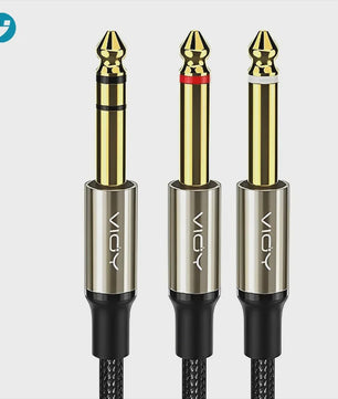 6.35mm TRS naar Dual 6.35mm TS Mono Y-Splitter Audio Kabel - Verliesvrije Signaaloverdracht