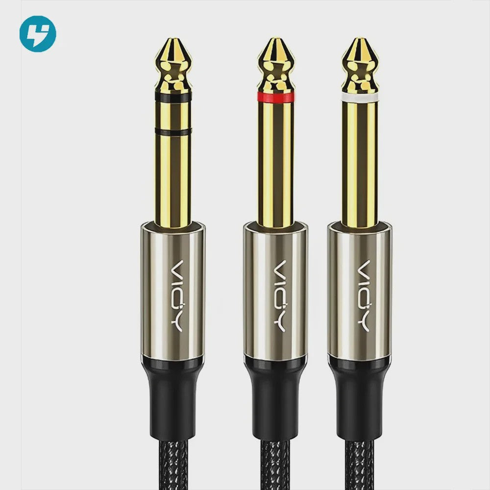 6.35mm TRS naar Dual 6.35mm TS Mono Y-Splitter Audio Kabel - Verliesvrije Signaaloverdracht