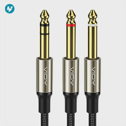 6.35mm TRS naar Dual 6.35mm TS Mono Y-Splitter Audio Kabel - Verliesvrije Signaaloverdracht