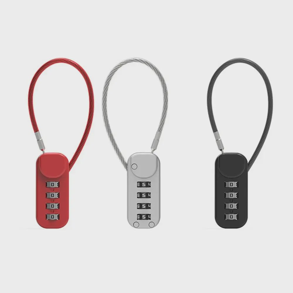 4-Cijferig Zinklegering Combinatieslot met Staalkabel - Anti-diefstal Hangslot voor Rugzak, Bagage & Reizen