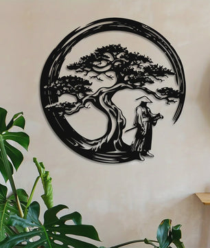 Japanse Bonsaiboom Metalen Wanddecoratie - Roestvrij & Waterdicht voor Huis en Tuin