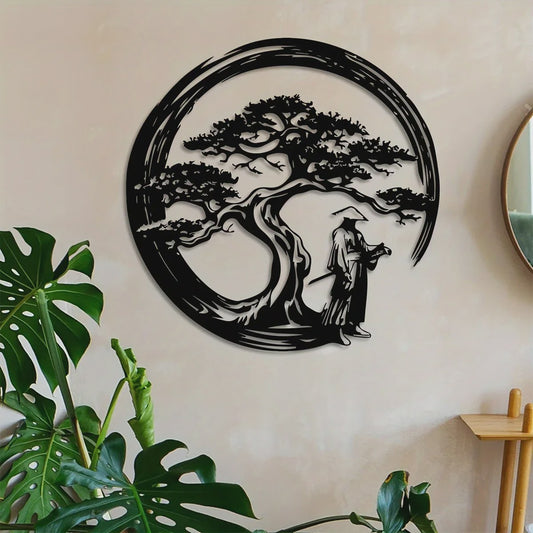 Japanse Bonsaiboom Metalen Wanddecoratie - Roestvrij & Waterdicht voor Huis en Tuin