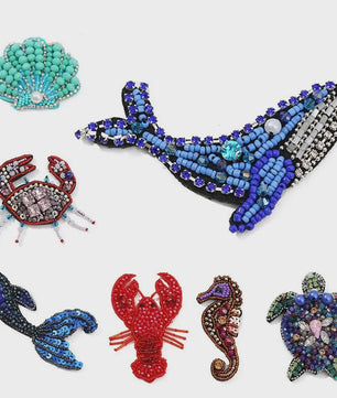 Handgemaakte Kralen Patches Zee Dieren - DIY Naaiaccessoires voor Kleding & Knutselprojecten