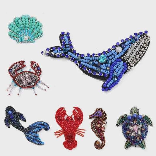 Handgemaakte Kralen Patches Zee Dieren - DIY Naaiaccessoires voor Kleding & Knutselprojecten