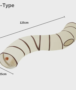 Opvouwbare Katten Speeltunnel - Interactief Speelgoed voor Katten & Konijnen - Beige/Bruin