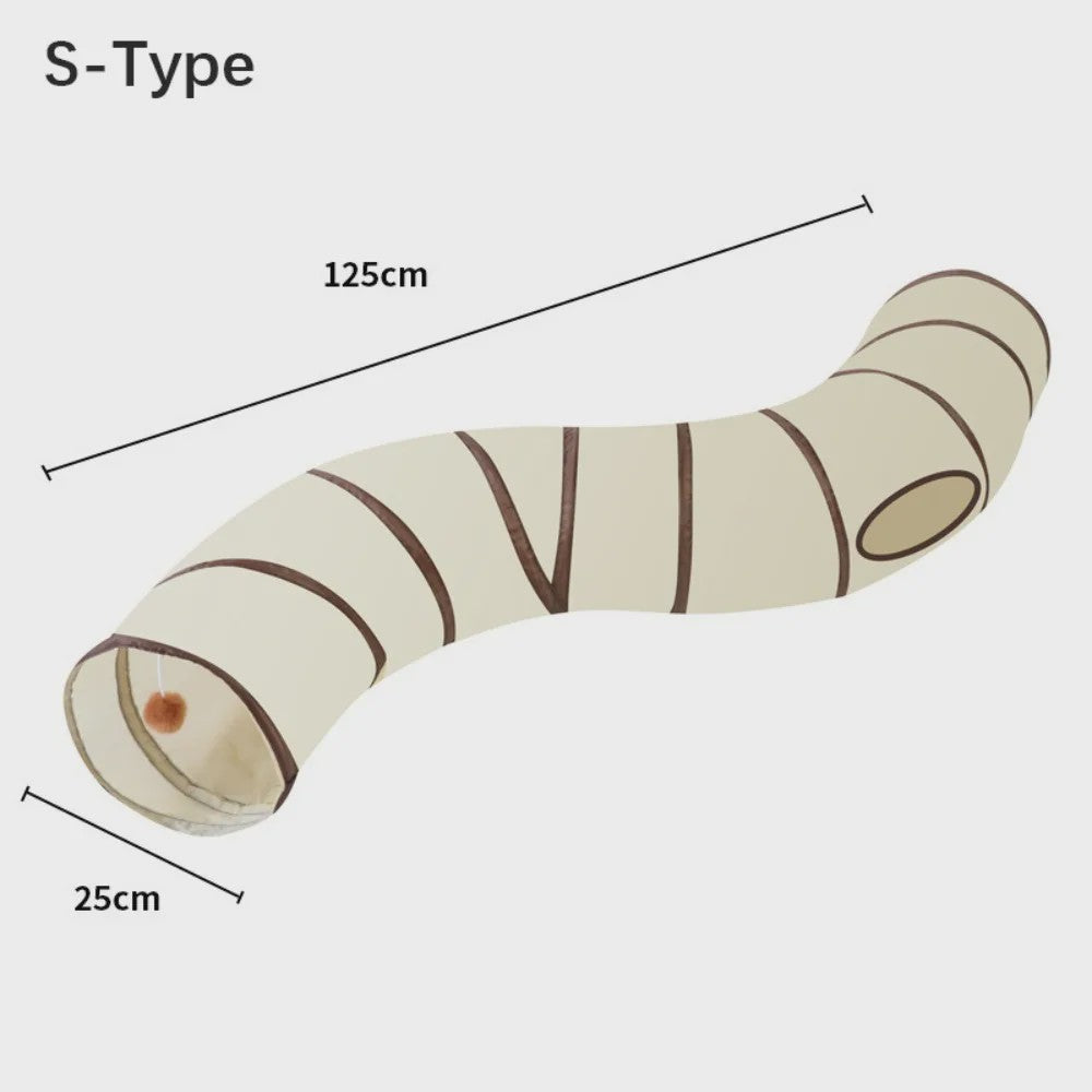 Opvouwbare Katten Speeltunnel - Interactief Speelgoed voor Katten & Konijnen - Beige/Bruin