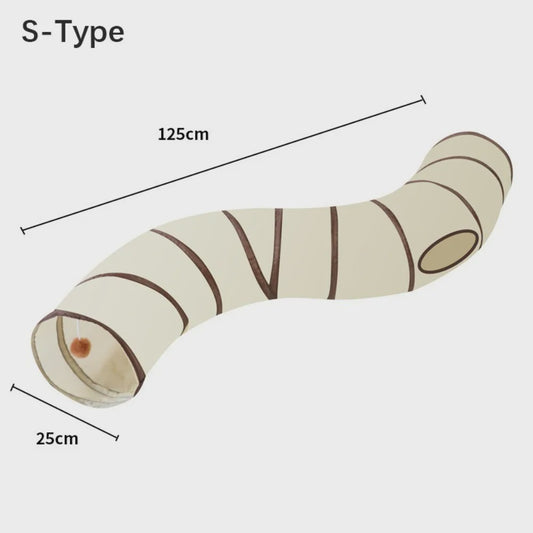 Opvouwbare Katten Speeltunnel - Interactief Speelgoed voor Katten & Konijnen - Beige/Bruin