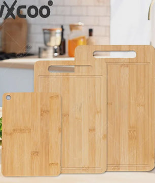 Set van 3 Bamboe Houten Snijplanken met Handvat en Sapgoot - Dubbelzijdig