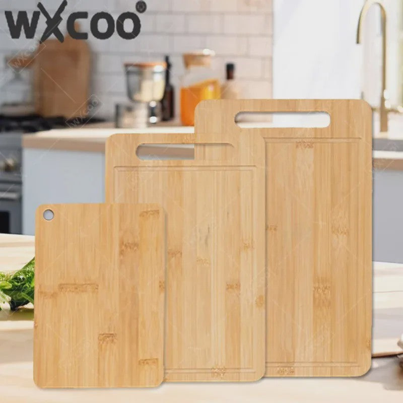 Set van 3 Bamboe Houten Snijplanken met Handvat en Sapgoot - Dubbelzijdig