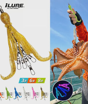 Set van 2 Siliconen Octopus Vishaas Connectoren met Swivels en Haken