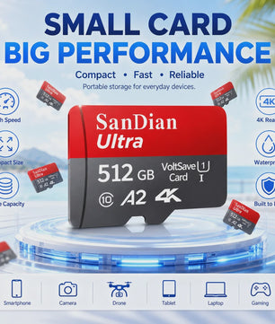 256GB Micro SDXC Kaart V30 4K Ultra HD - Hoge Snelheid Flash Geheugenkaart