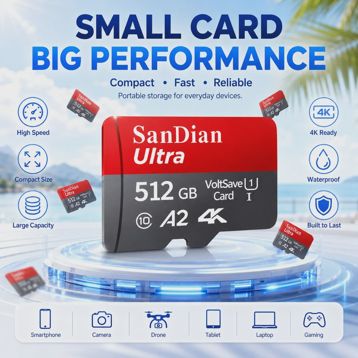 256GB Micro SDXC Kaart V30 4K Ultra HD - Hoge Snelheid Flash Geheugenkaart